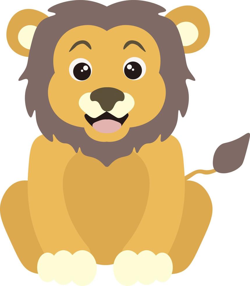 Cute cartoon Lion. Vector illustration isolated on white background