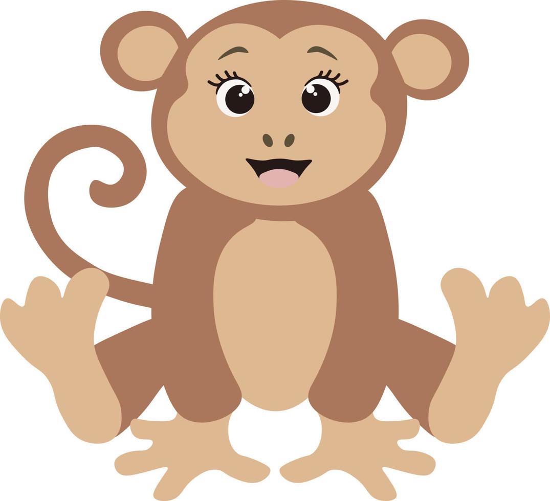 Cute cartoon Monkey. Vector illustration isolated on white background