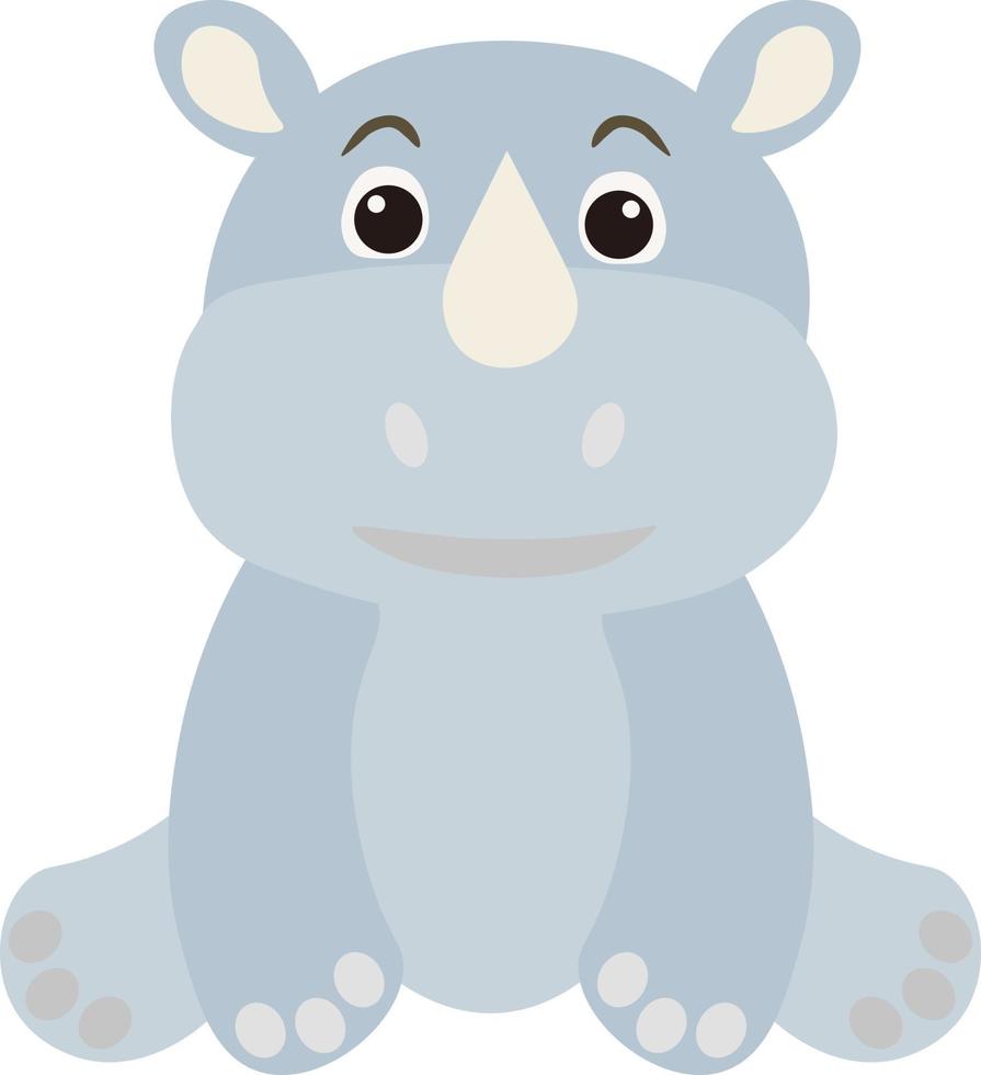 Cute cartoon Rhinoceros. Vector illustration isolated on white background