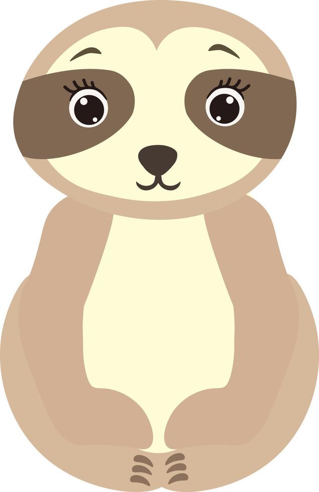 Cute cartoon Sloth. Vector illustration isolated on white background