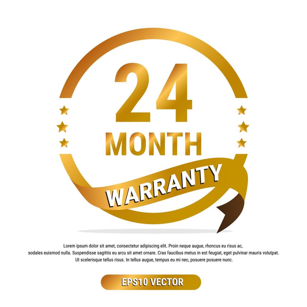 24 month warranty golden badge isolated on white background. label guarantee vector