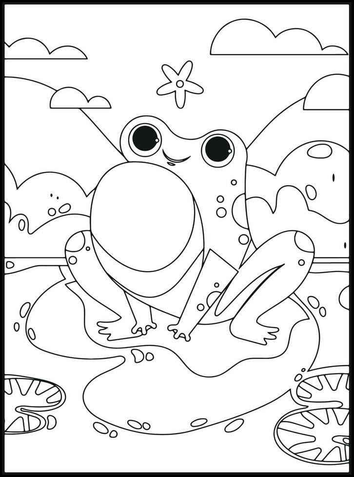 Cute Frog Coloring Pages 17444704 Vector Art at Vecteezy