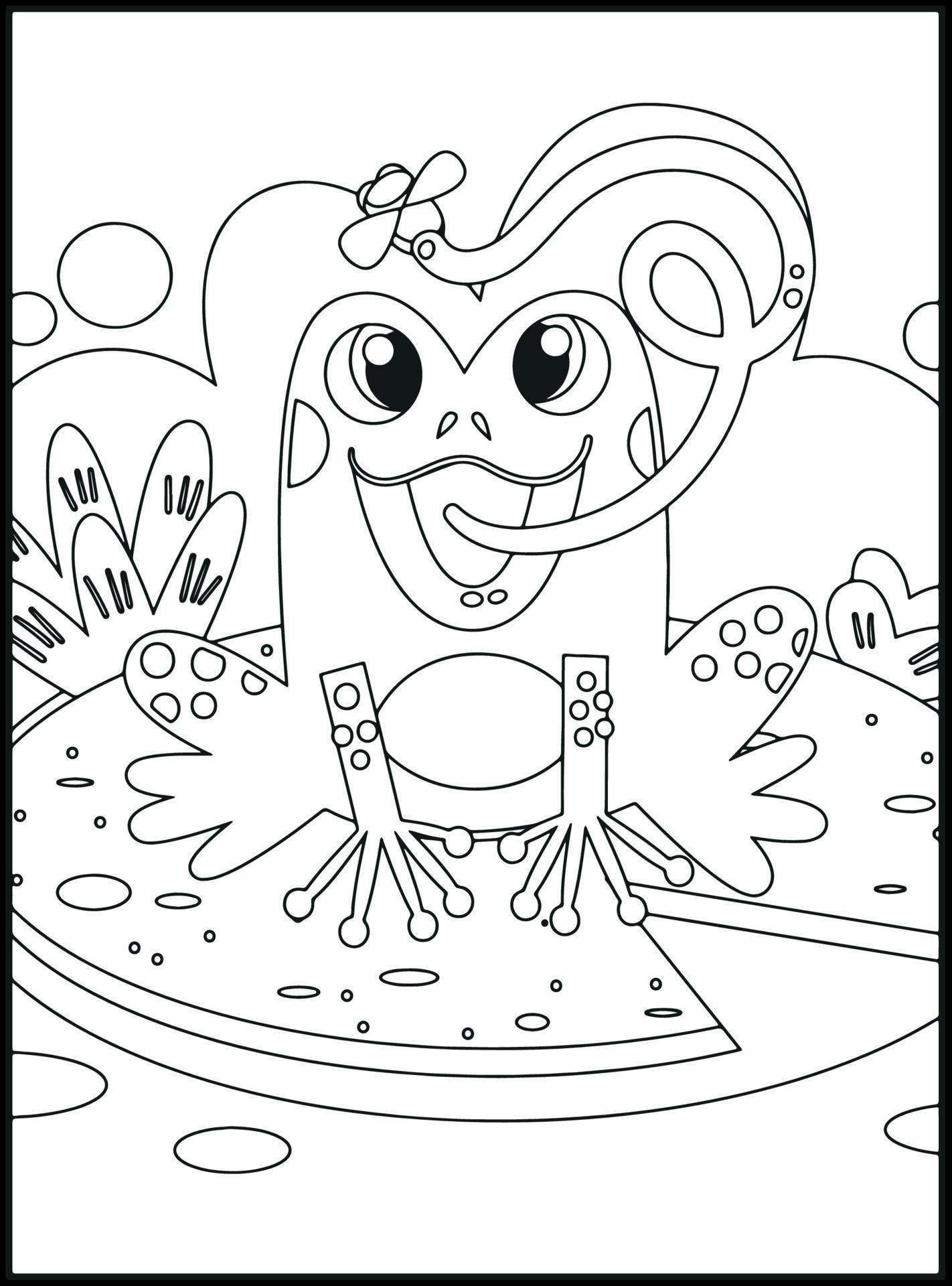 Cute Frog Coloring Pages 17444713 Vector Art at Vecteezy