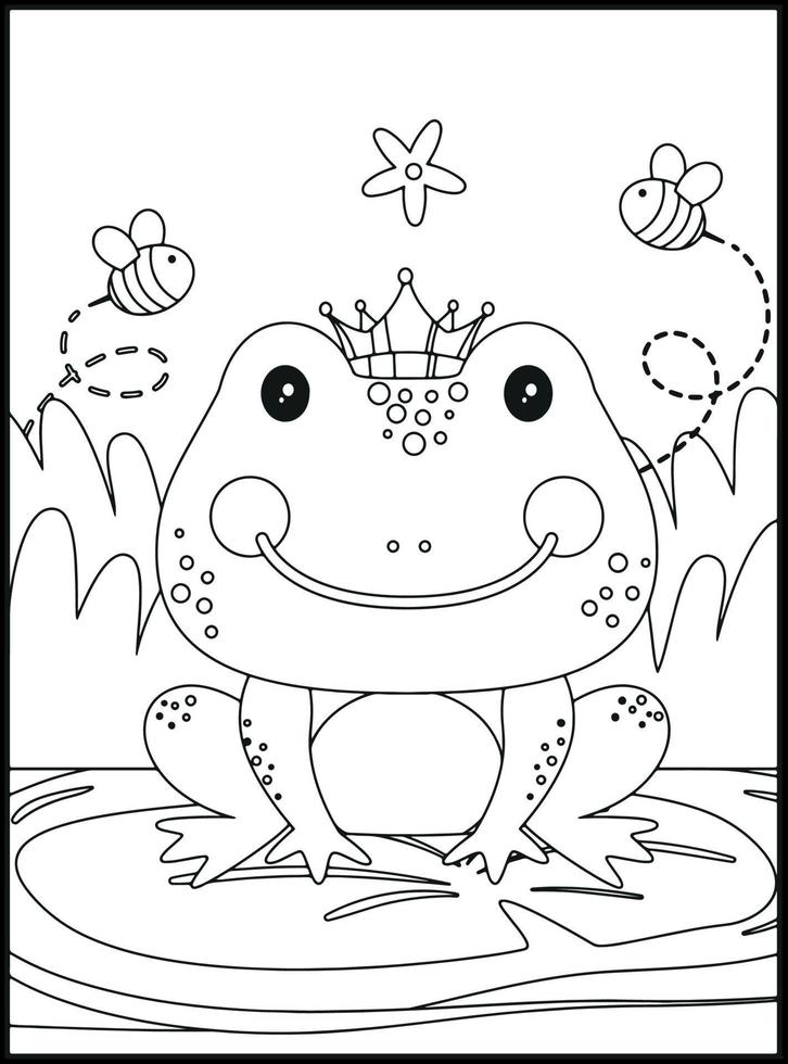 Cute Frog Coloring Pages vector