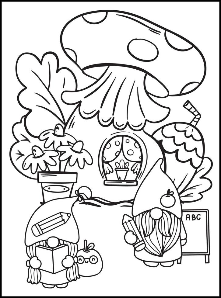 Mushroom House Coloring Pages for kids vector