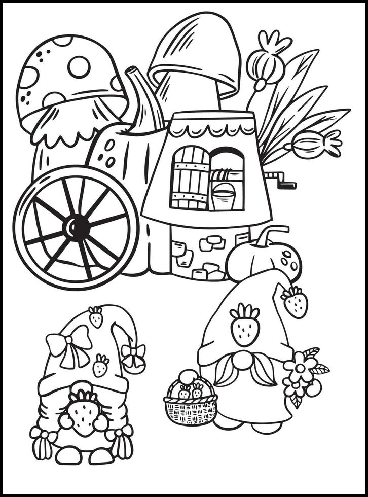 Mushroom House Coloring Pages for kids vector