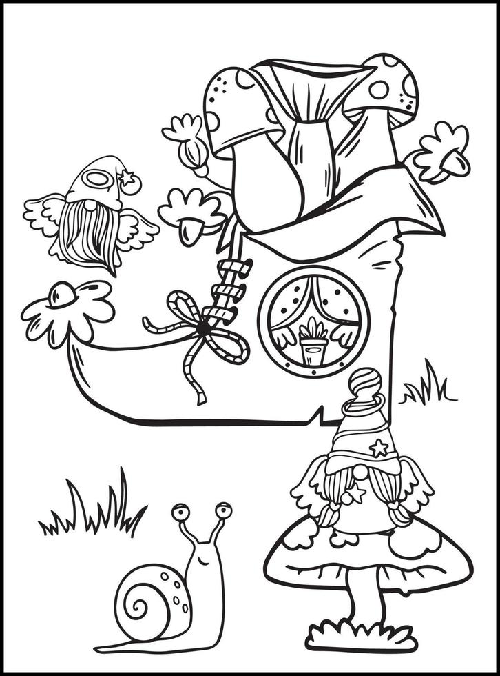 Mushroom House Coloring Pages for kids vector