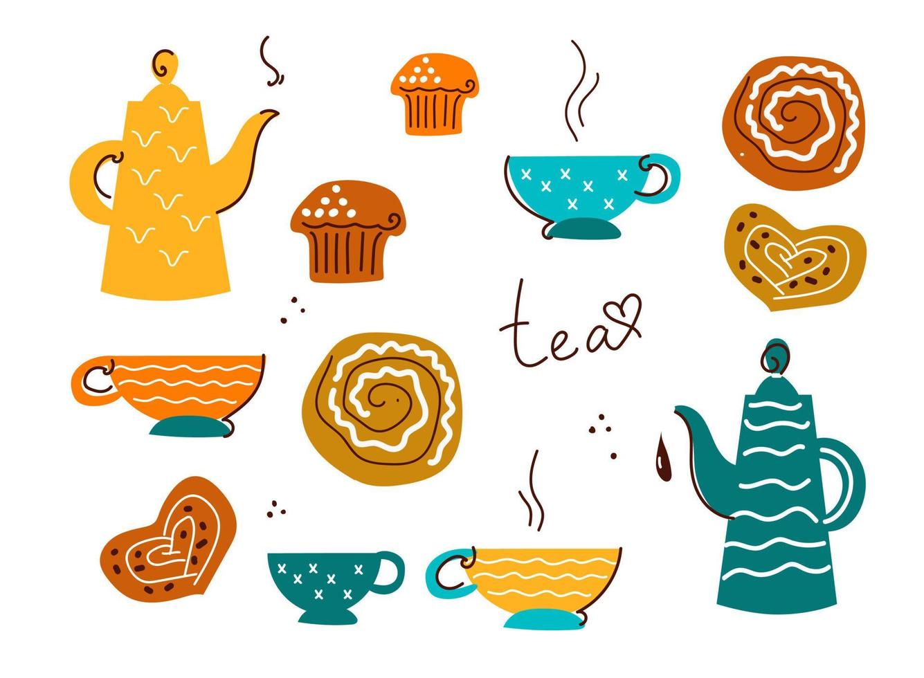 bakery set vector doodle