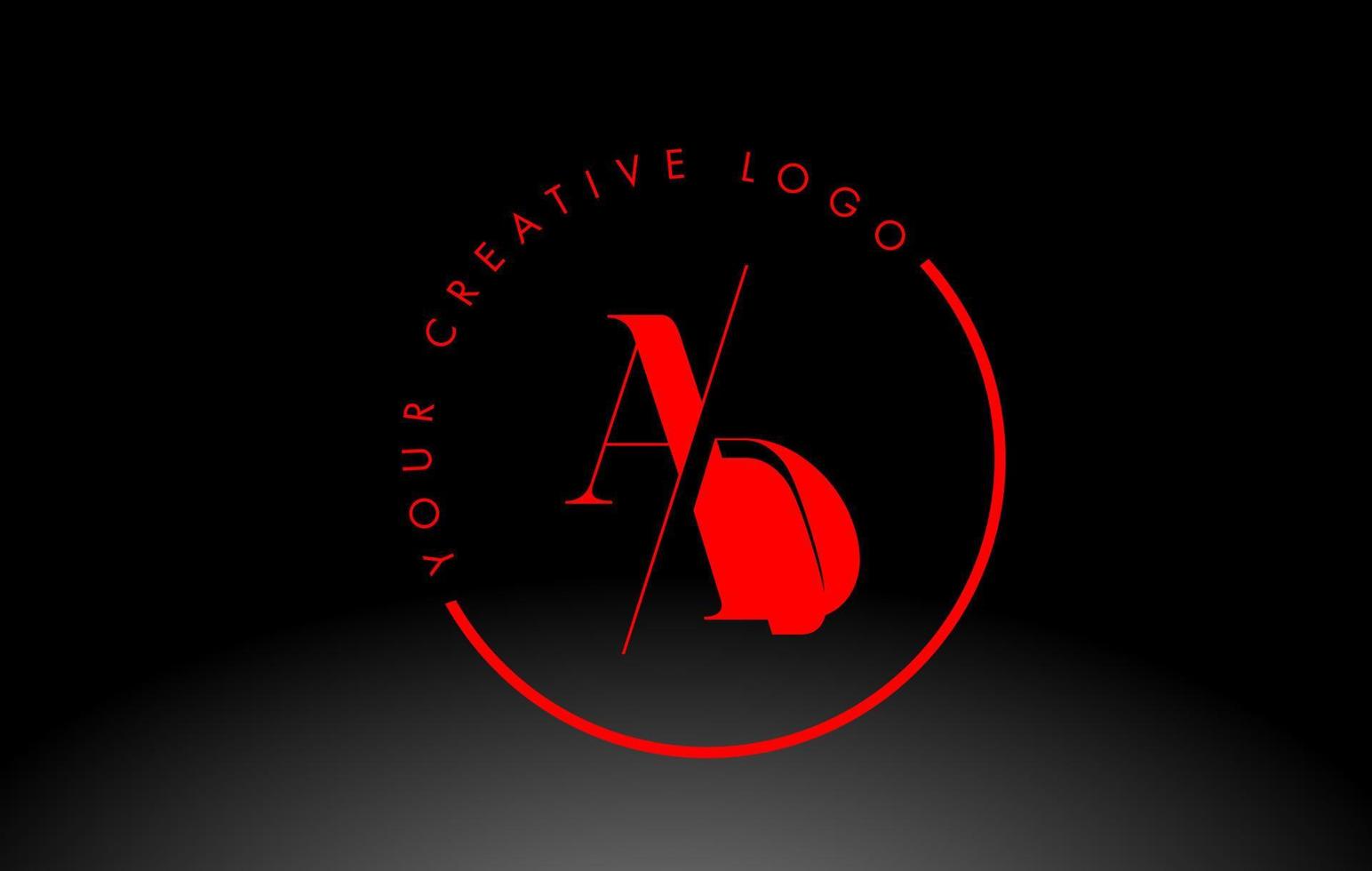 Red AD Serif Letter Logo Design with Creative Intersected Cut. vector