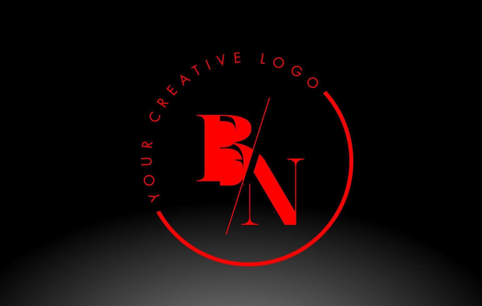 Red BN Serif Letter Logo Design with Creative Intersected Cut. vector