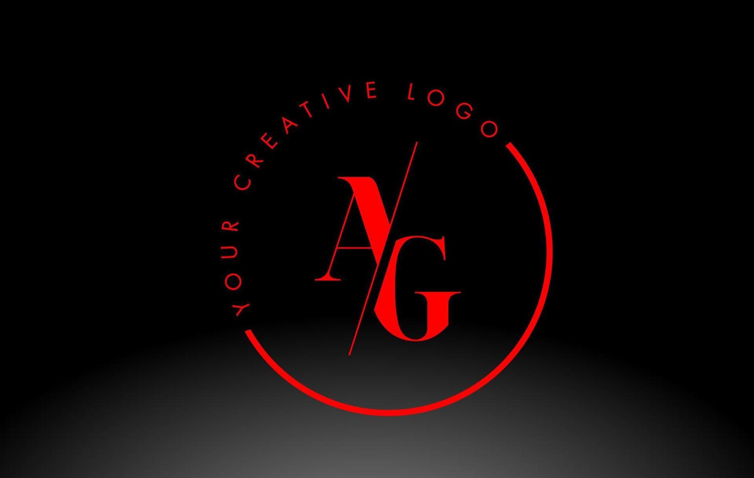 diseño de logotipo de letra ag serif roja con corte cruzado creativo. vector