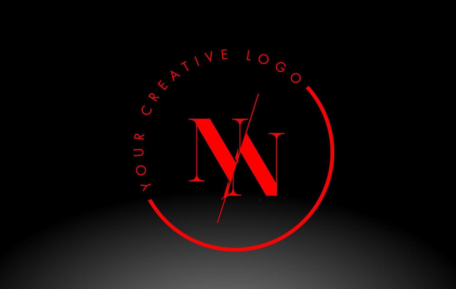 Red NN Serif Letter Logo Design with Creative Intersected Cut. vector