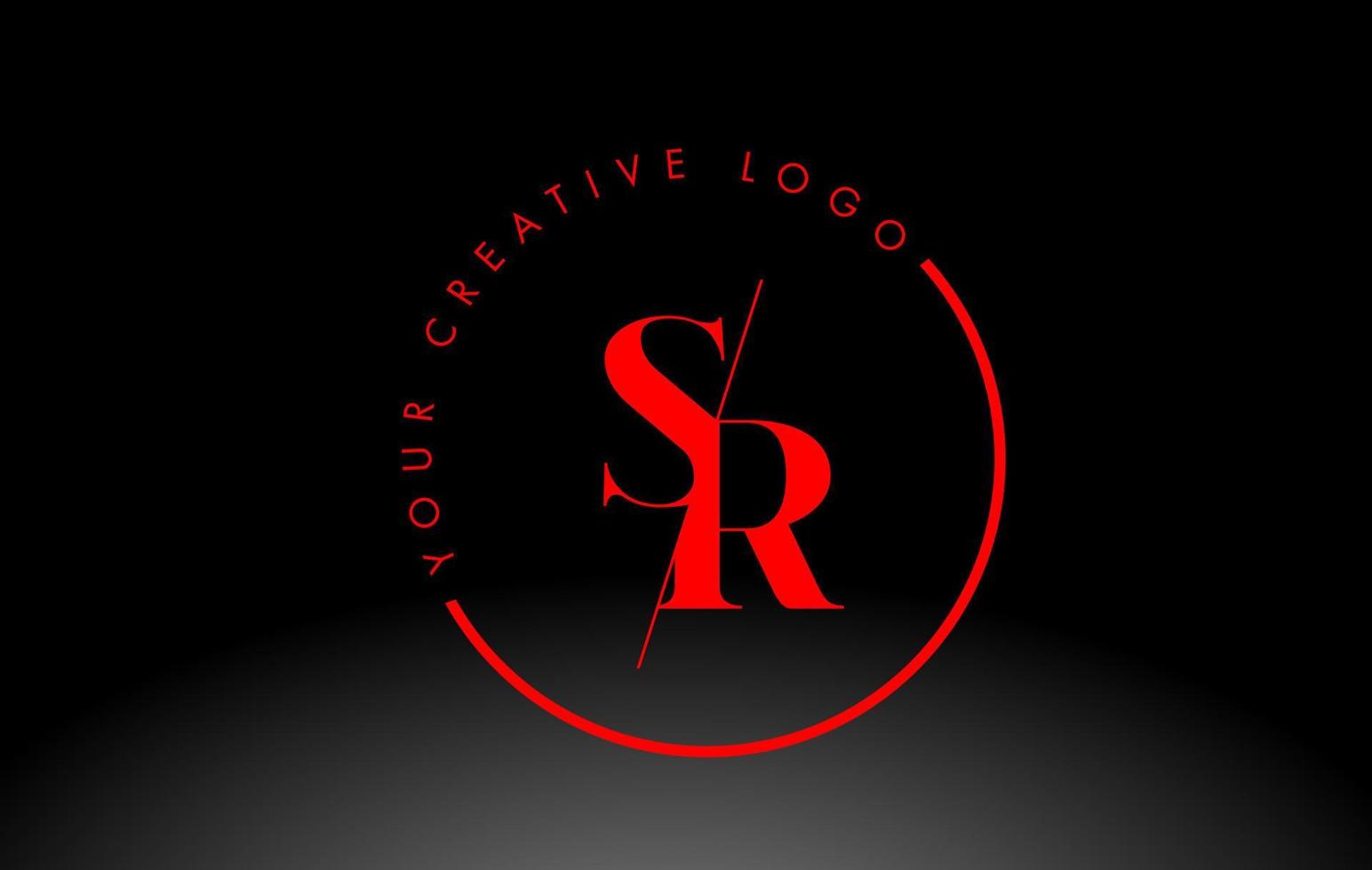 diseño de logotipo de letra roja sr serif con corte cruzado creativo. vector