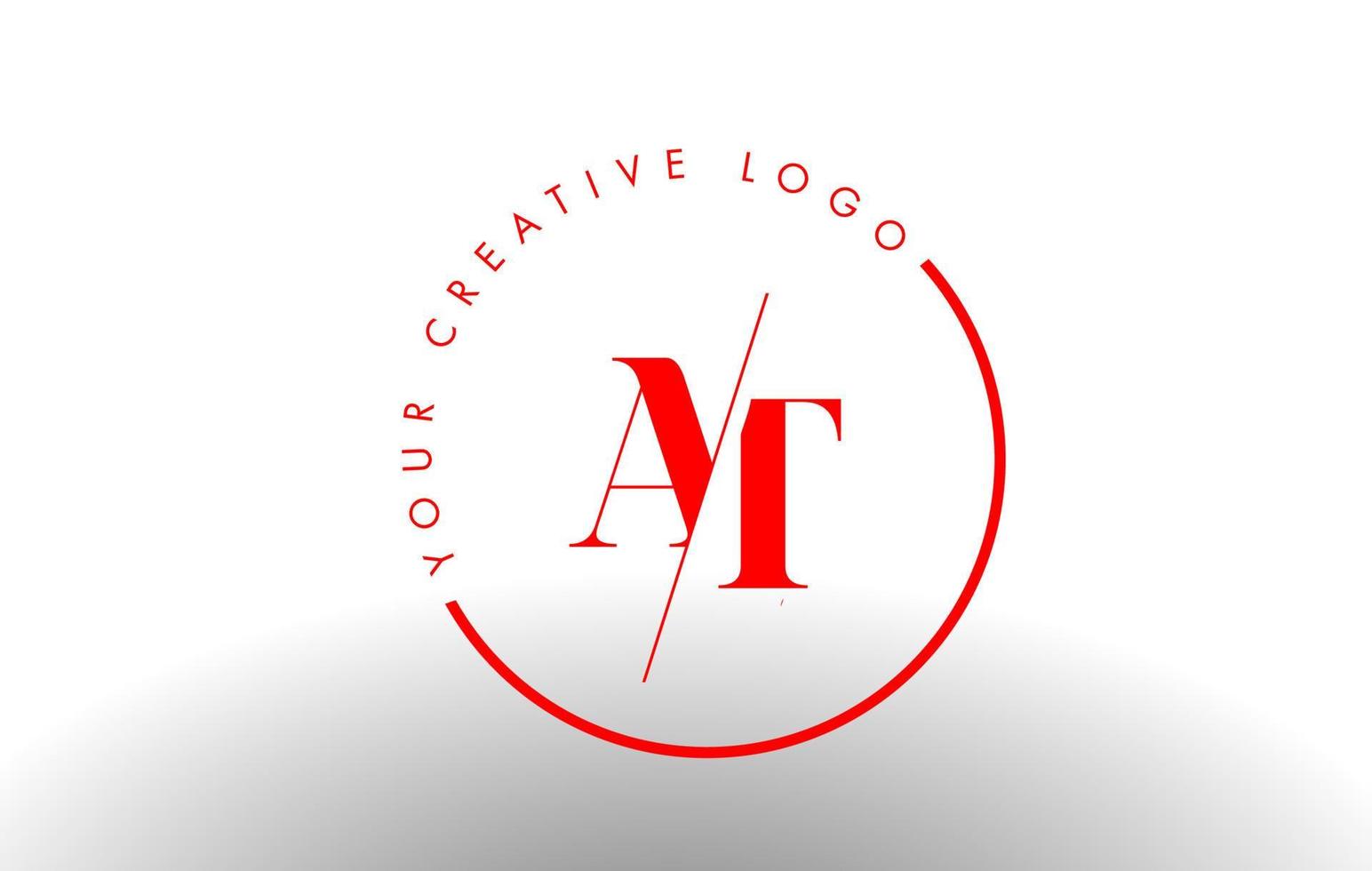 rojo en diseño de logotipo de letra serif con corte cruzado creativo. vector