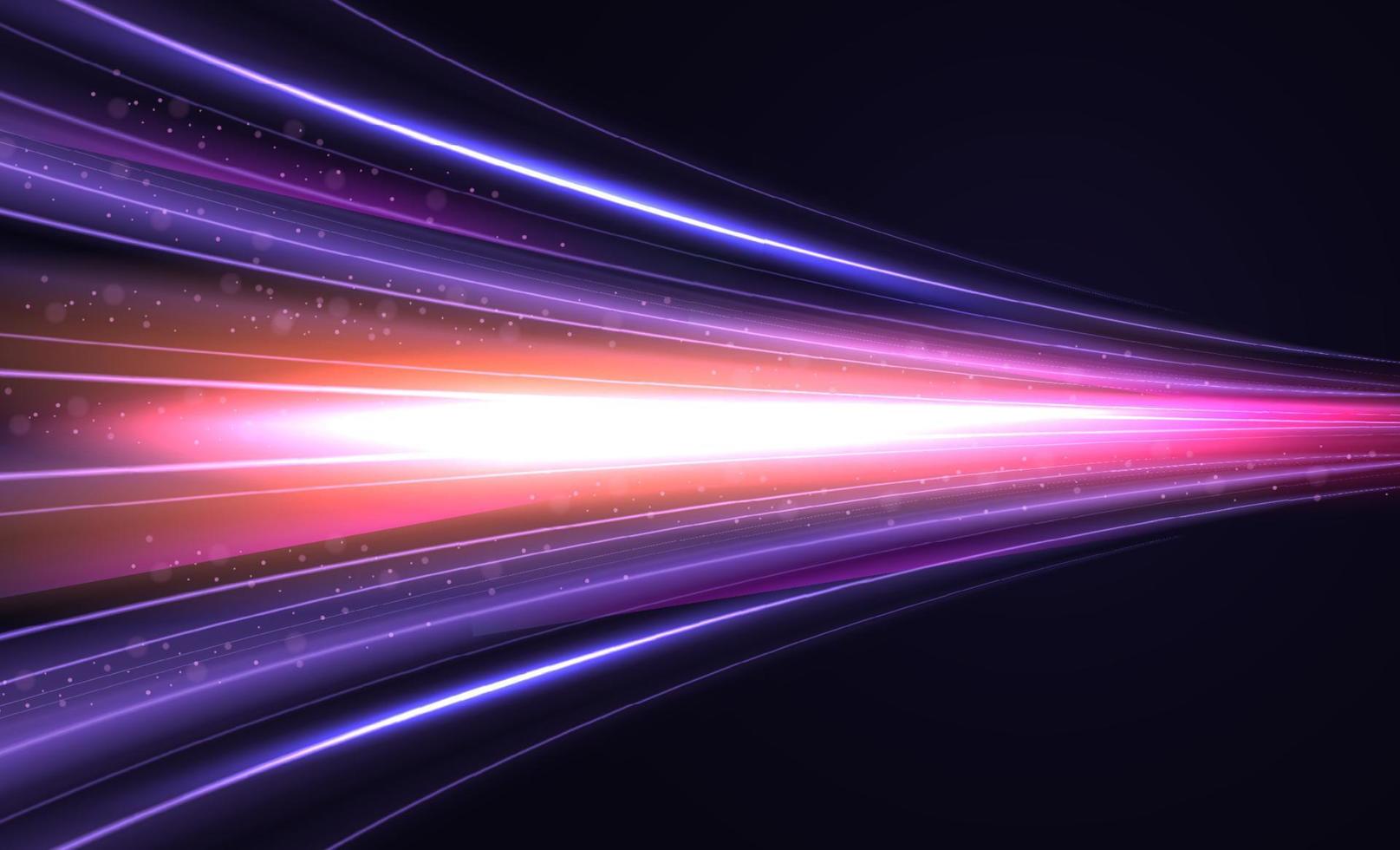 Modern abstract high speed light effect. Technology futuristic dynamic motion. Glow of bright lines of transport vehicle drive on road highway. Vector illustration