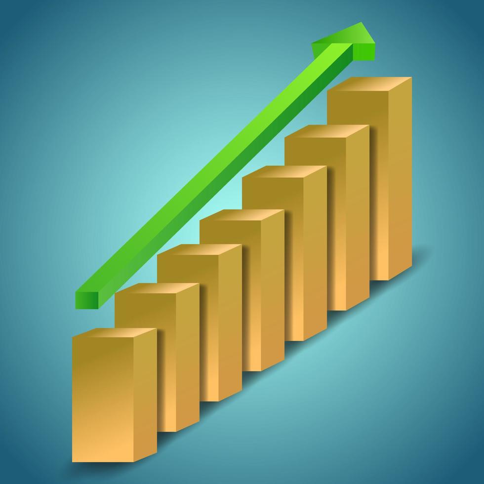 3d business graph with arrow vector