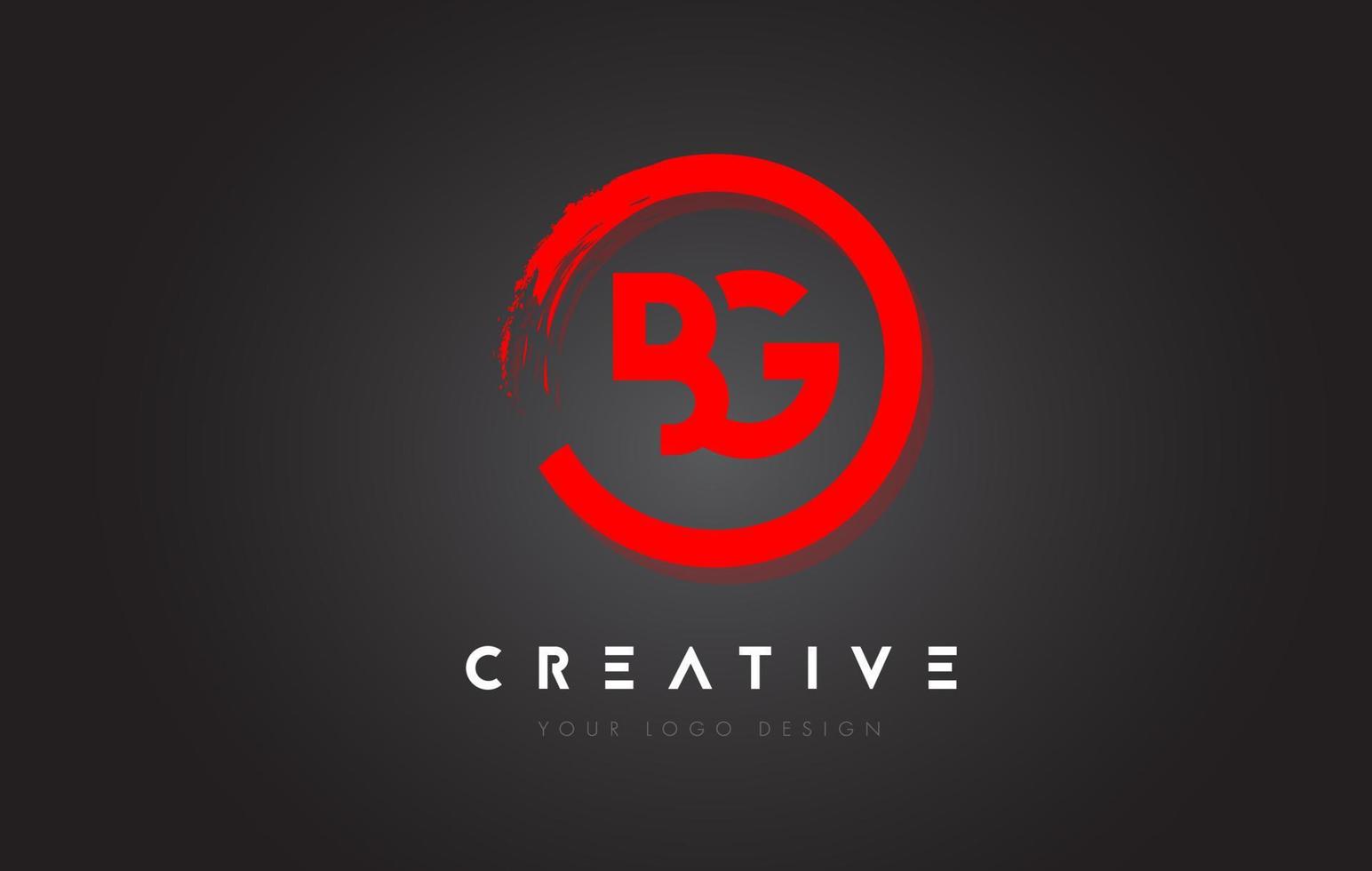 Red BG Circular Letter Logo with Circle Brush Design and Black Background. vector