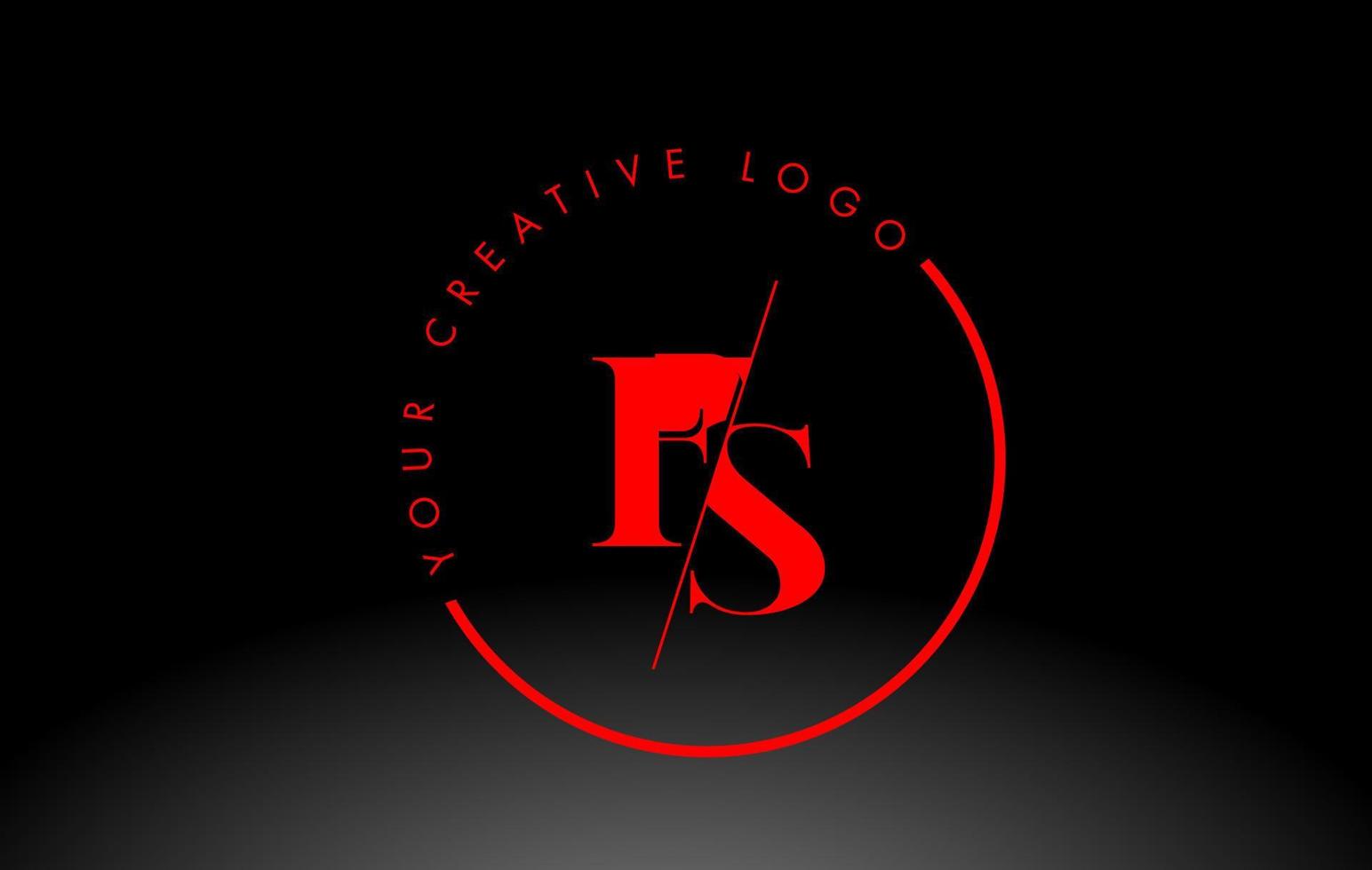 Red FS Serif Letter Logo Design with Creative Intersected Cut. vector