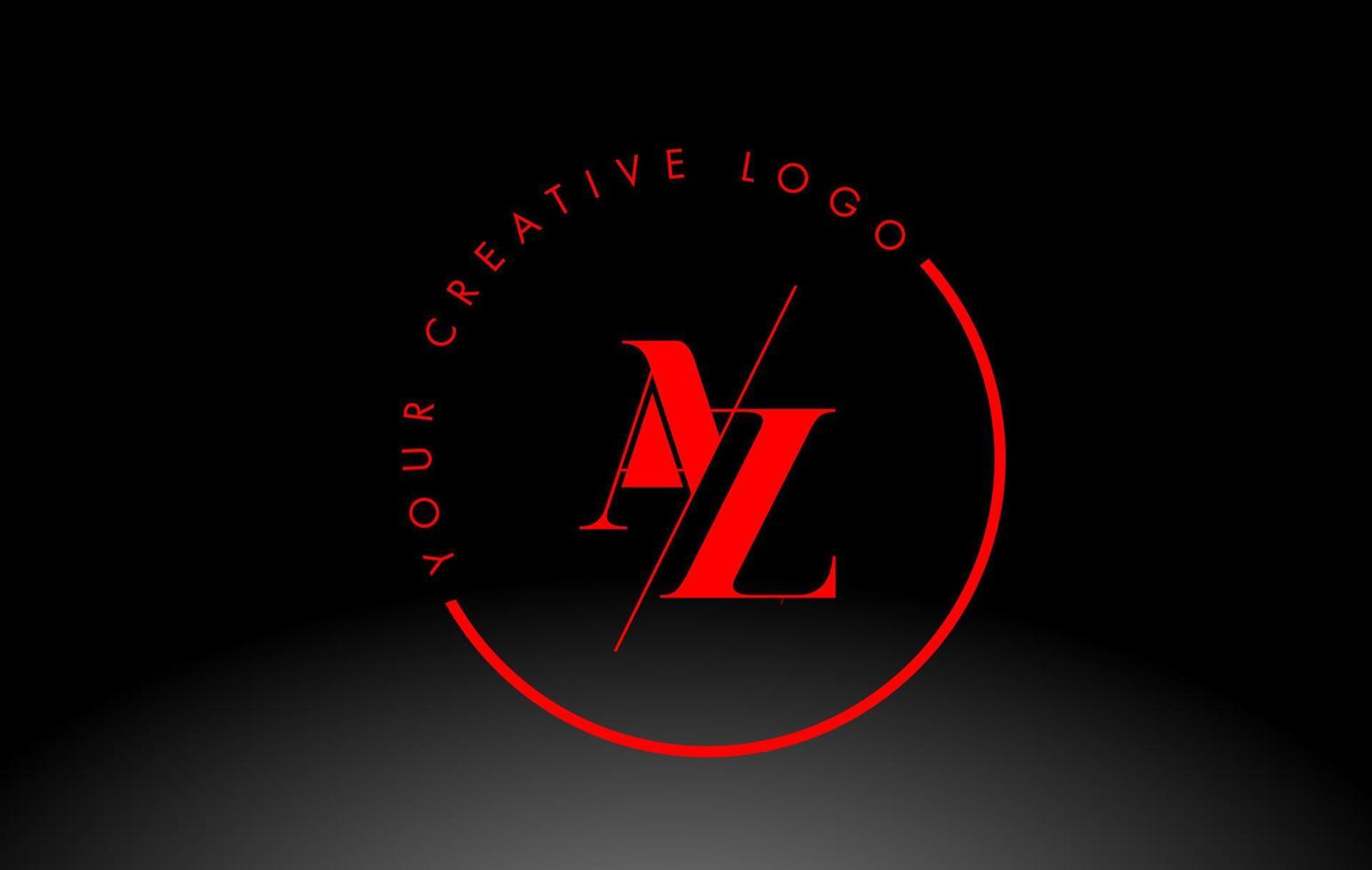 diseño de logotipo de letra roja az serif con corte cruzado creativo. vector