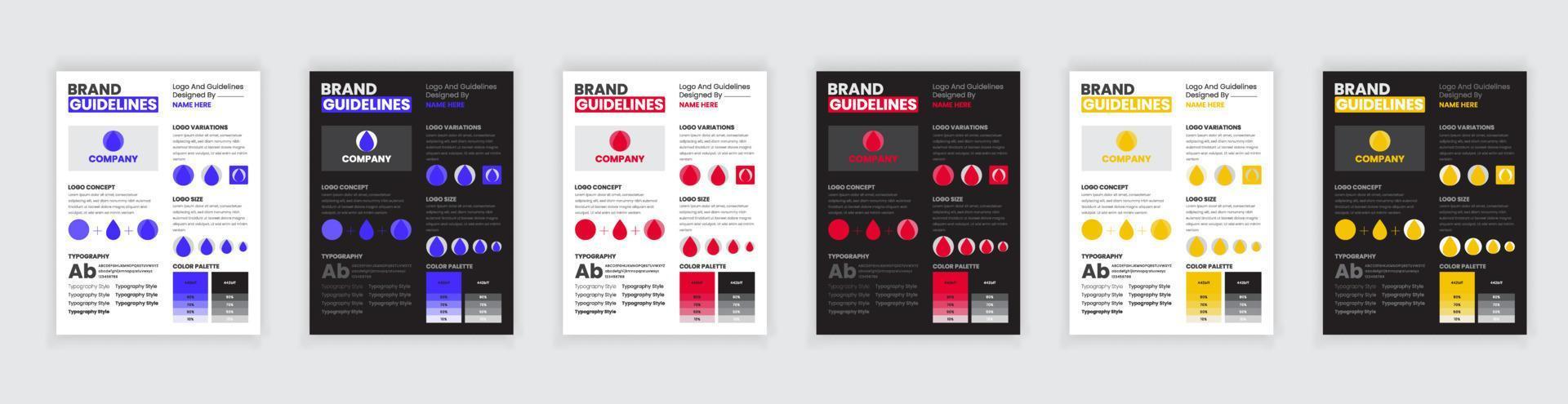 DIN A4 Brand Guidelines Poster Layout Set, Simple style and modern layout Brand Style vector