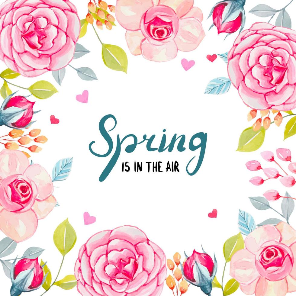 marco floral acuarela. fondo de tarjeta de primavera con flores aisladas vector