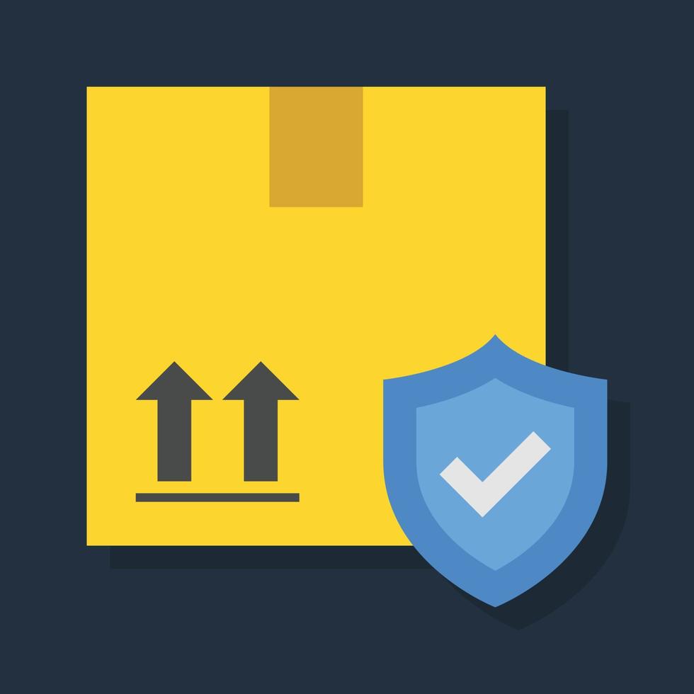 Package Shield - Flat color icon. vector