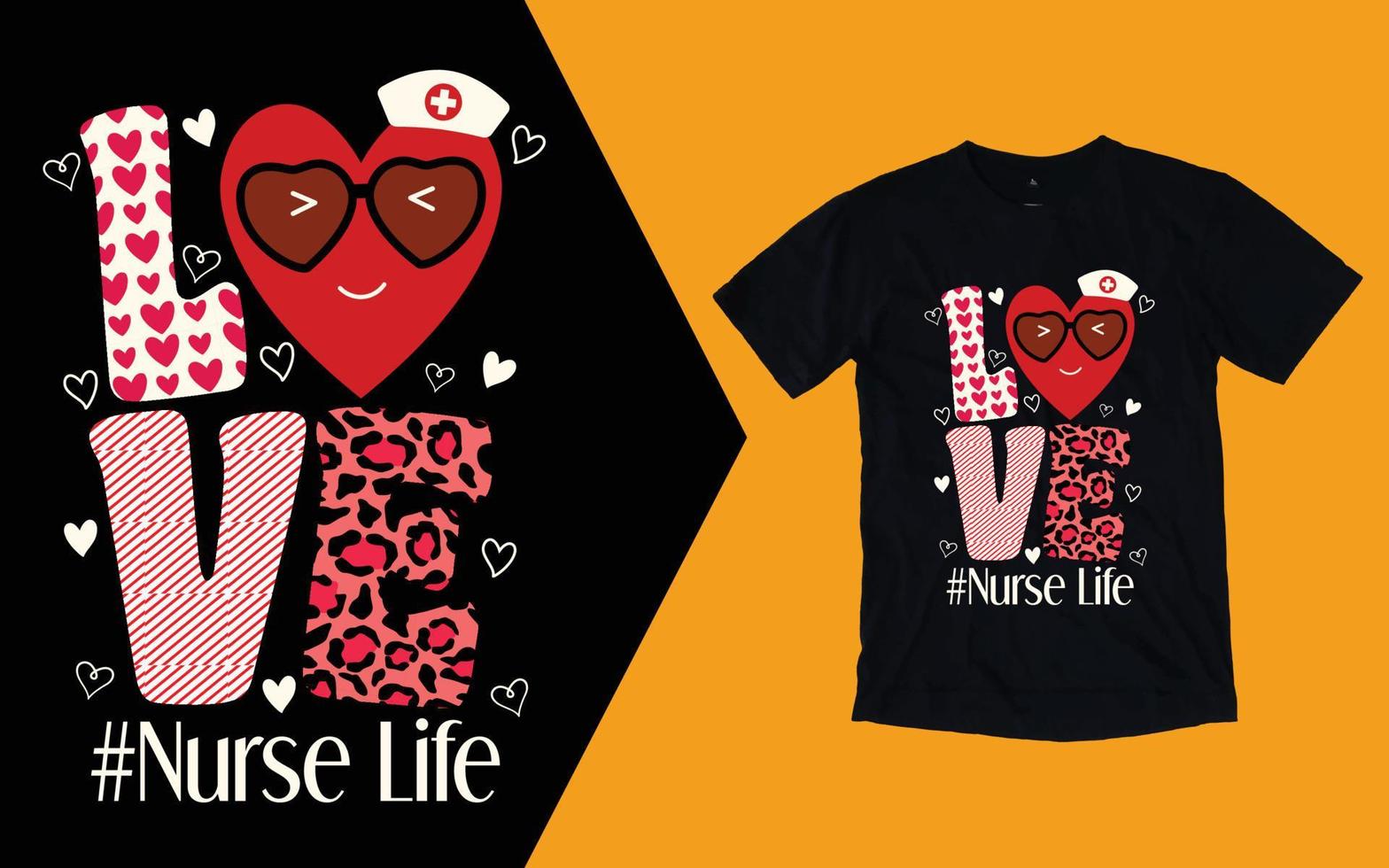 camiseta love nurse life, camiseta del día de san valentín de la enfermera vector