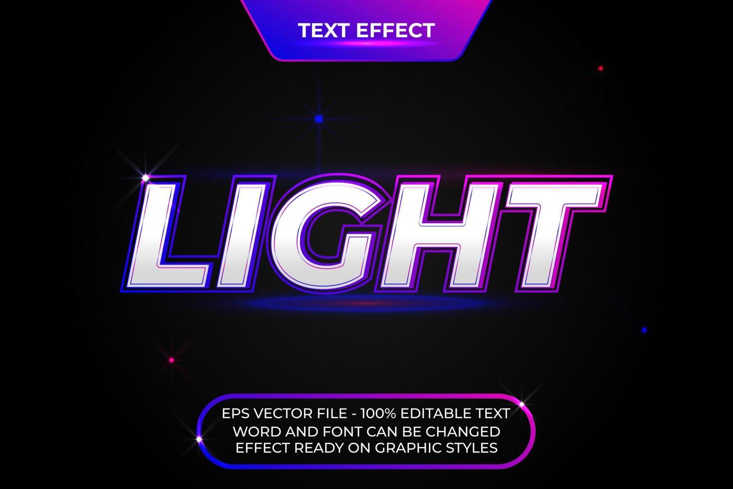 estilo de luz de efecto de texto colorido. fuente editable de efecto de texto. fuente libre utilizada vector