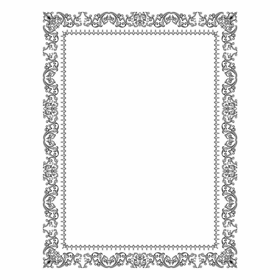 Decorative wedding frame, antique museum picture border or deco divider. Isolated icon. vector