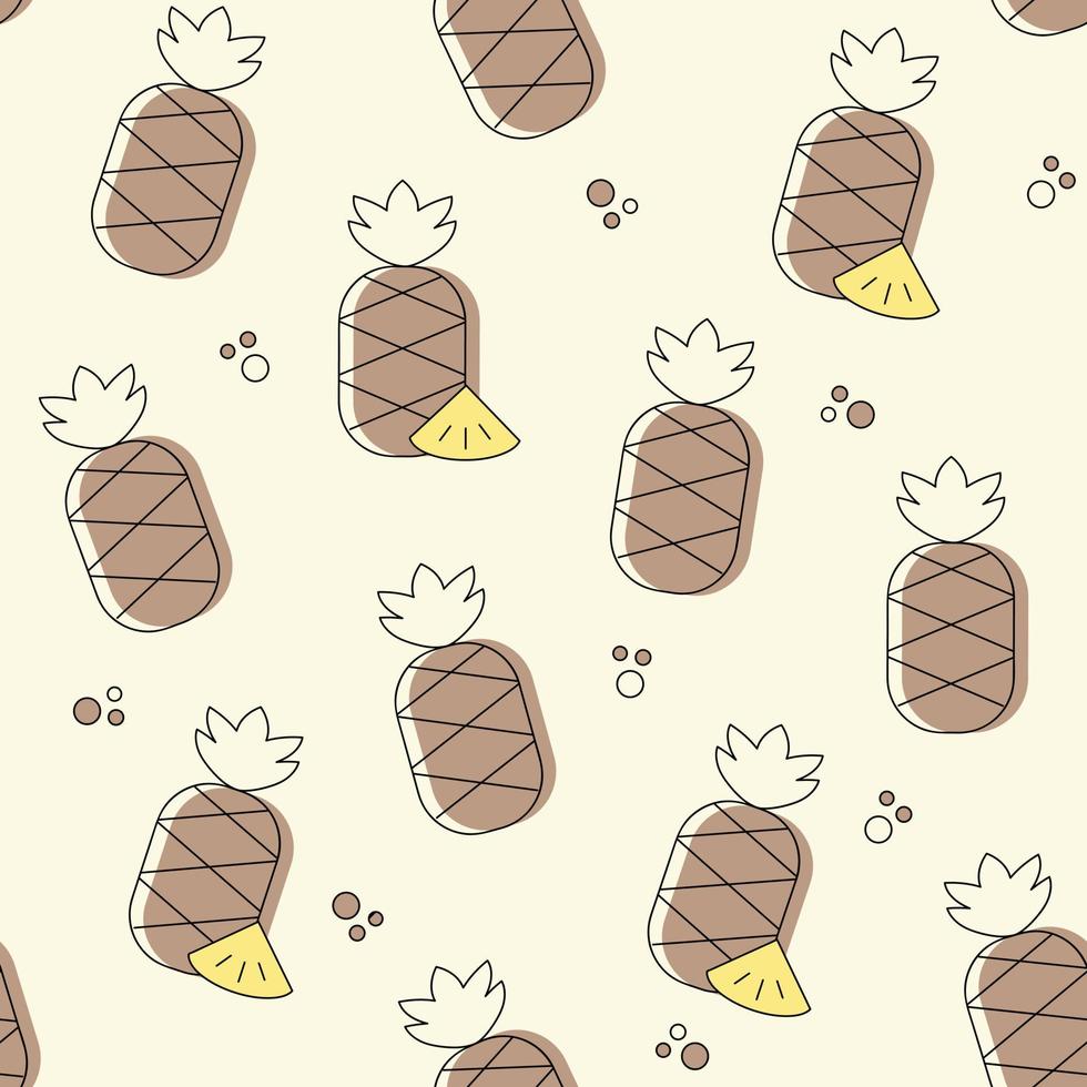 Vector seamless pattern with pineapples icons. Vector tropical fruits print. Kitchen and restaurant design for fabrics, textile or paper