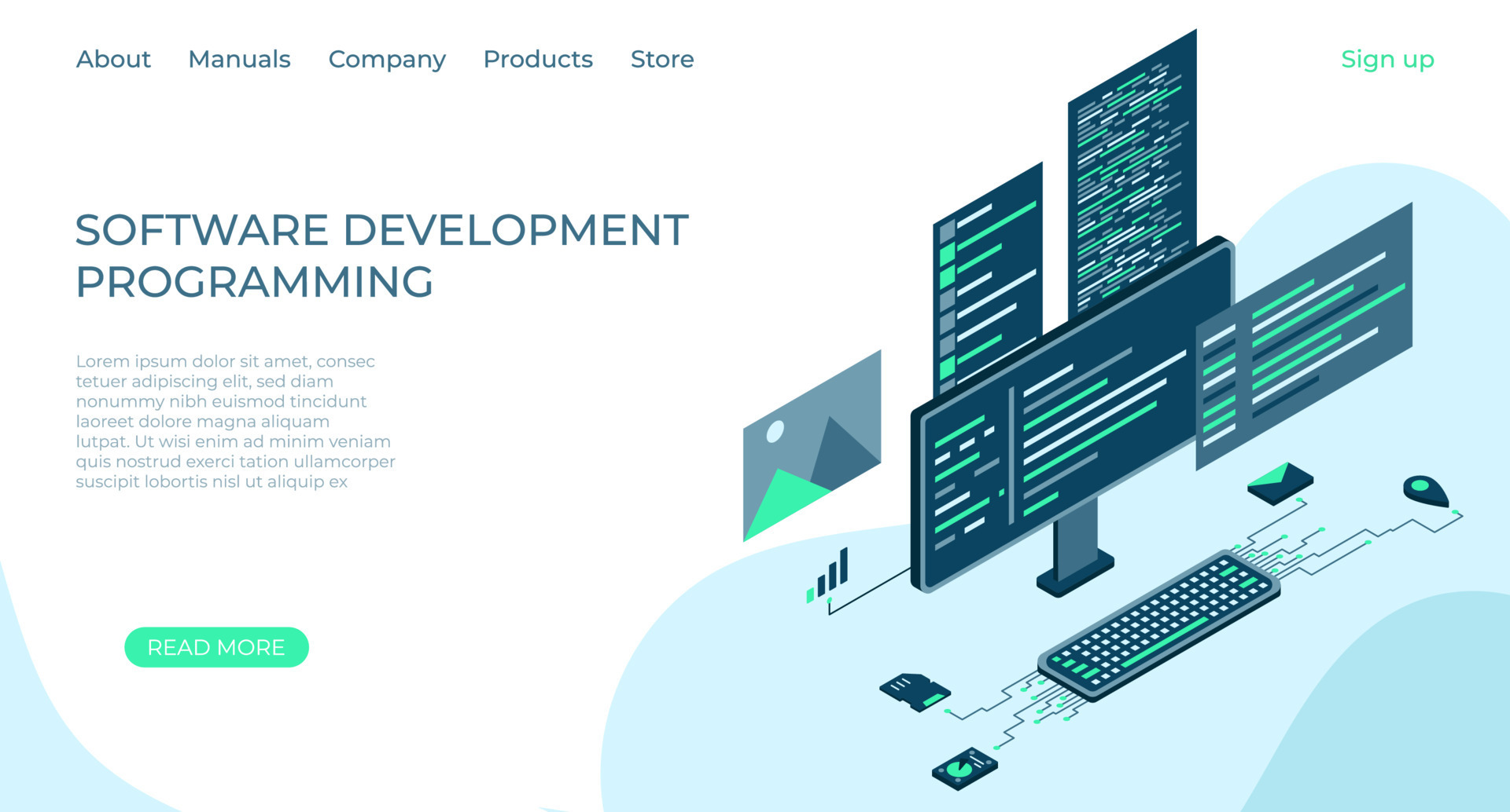 Programming web banner. Modern flat design isometric concept of ...