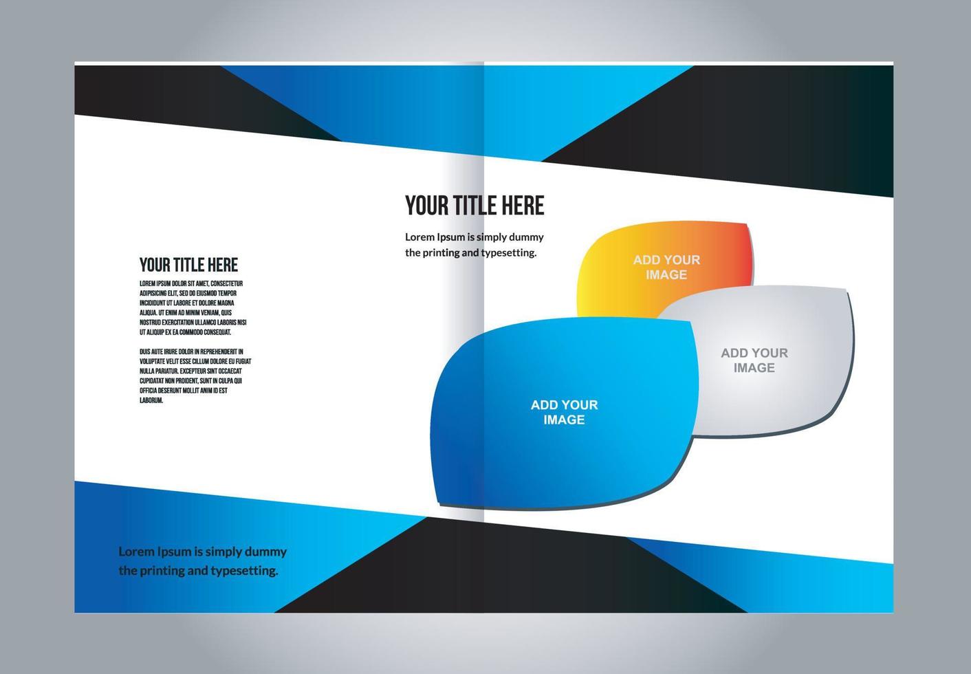 Empty bi-fold brochure template design with red color, booklet vector