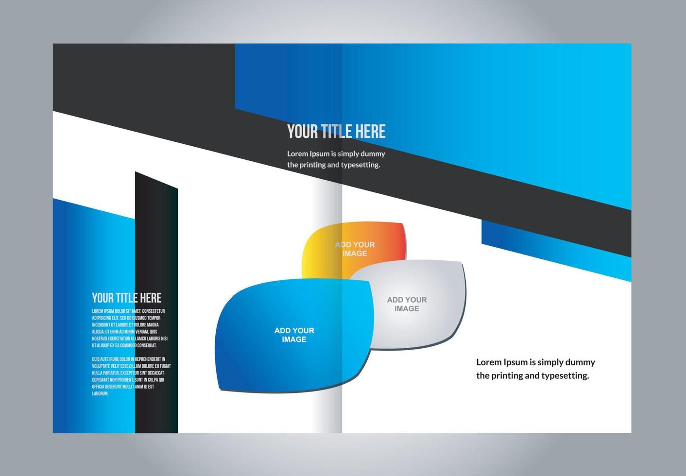 Empty bi-fold brochure template design with red color, booklet vector