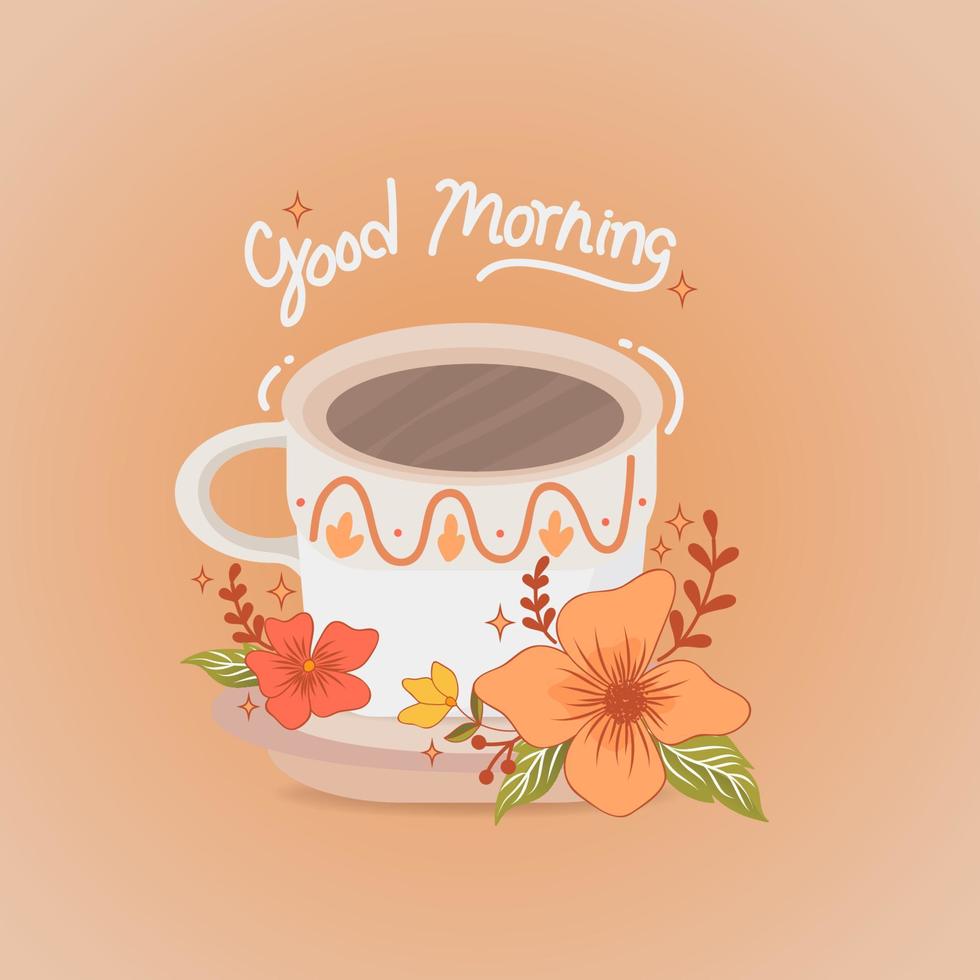 good morning aesthetic coffee cup vector