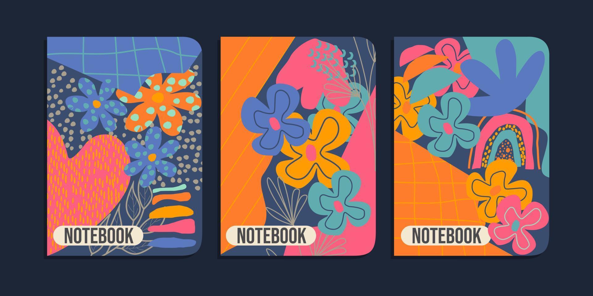 Organic shapes set on blue background. abstract design hand drawn cover in pastel colors. Kids cute texture. for school books, children's books, notebooks vector