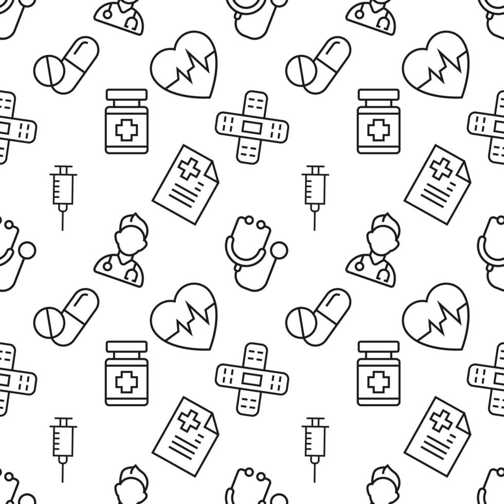 Seamless repeating pattern of healthcare for web sites, wrapping, printing, postcards, web sites, apps vector