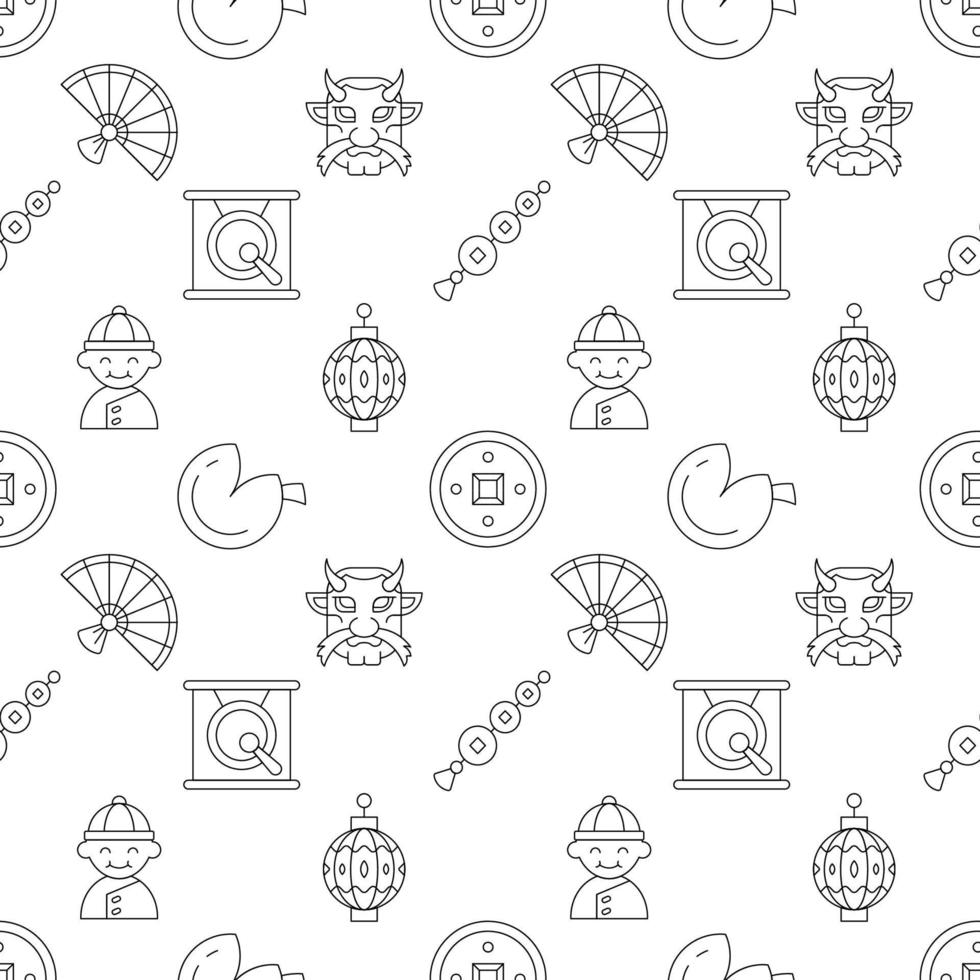 Seamless repeating pattern of Chinese elements for web sites, wrapping, printing, postcards, web sites, apps vector