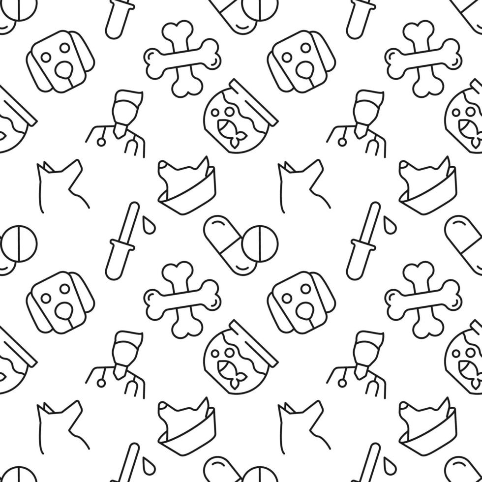 Seamless repeating pattern of pets and veterinary for web sites, wrapping, printing, postcards, web sites, apps vector