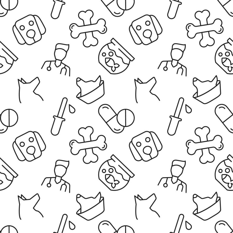 Seamless repeating pattern of pets and veterinary for web sites, wrapping, printing, postcards, web sites, apps vector