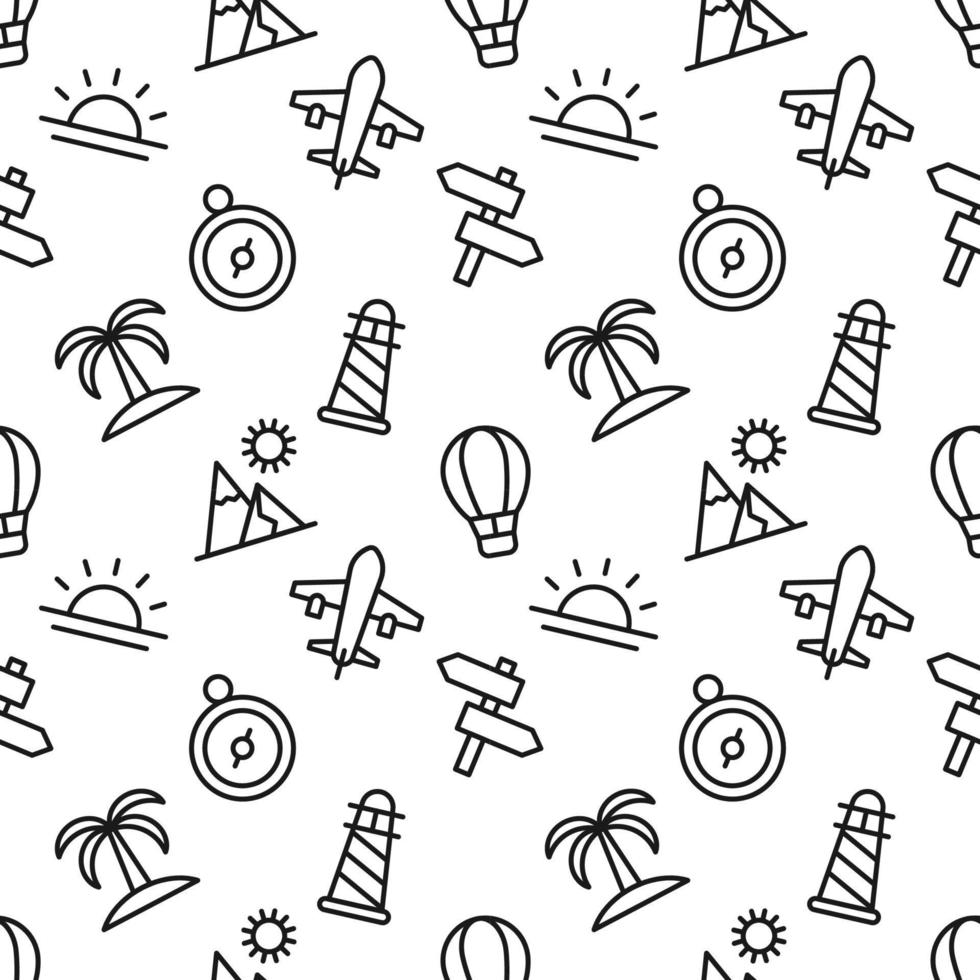 Vector seamless pattern of holiday, vacation, summer rest for web sites, wrapping, printing, postcards, web sites, apps