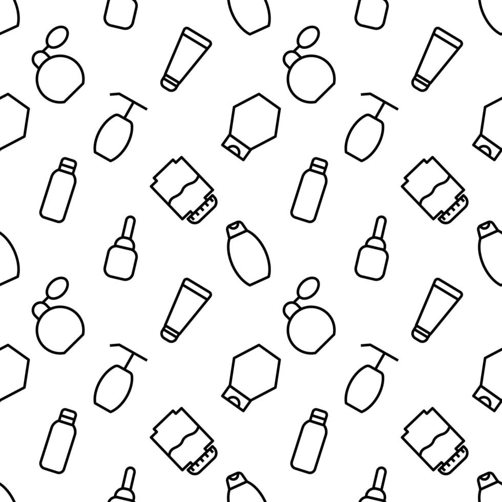 Vector seamless pattern of cosmetic bottles for web sites, wrapping, printing, postcards, web sites, apps