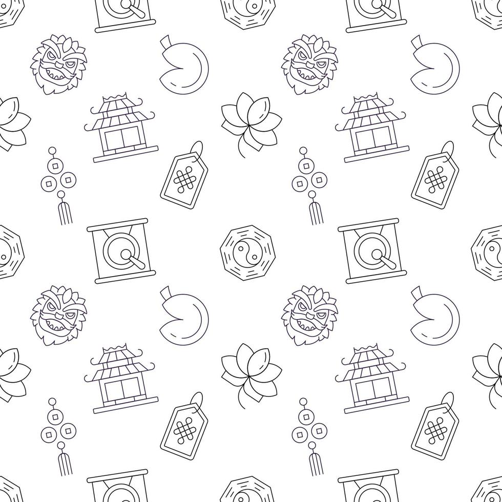 Seamless repeating pattern of traditional Chinese elements for web sites, wrapping, printing, postcards, web sites, apps vector