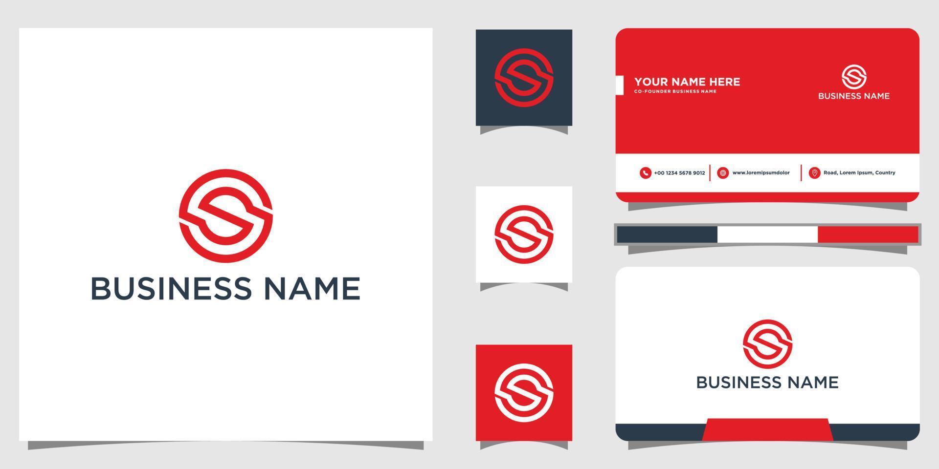 Abstract letter S logo design with business card vector