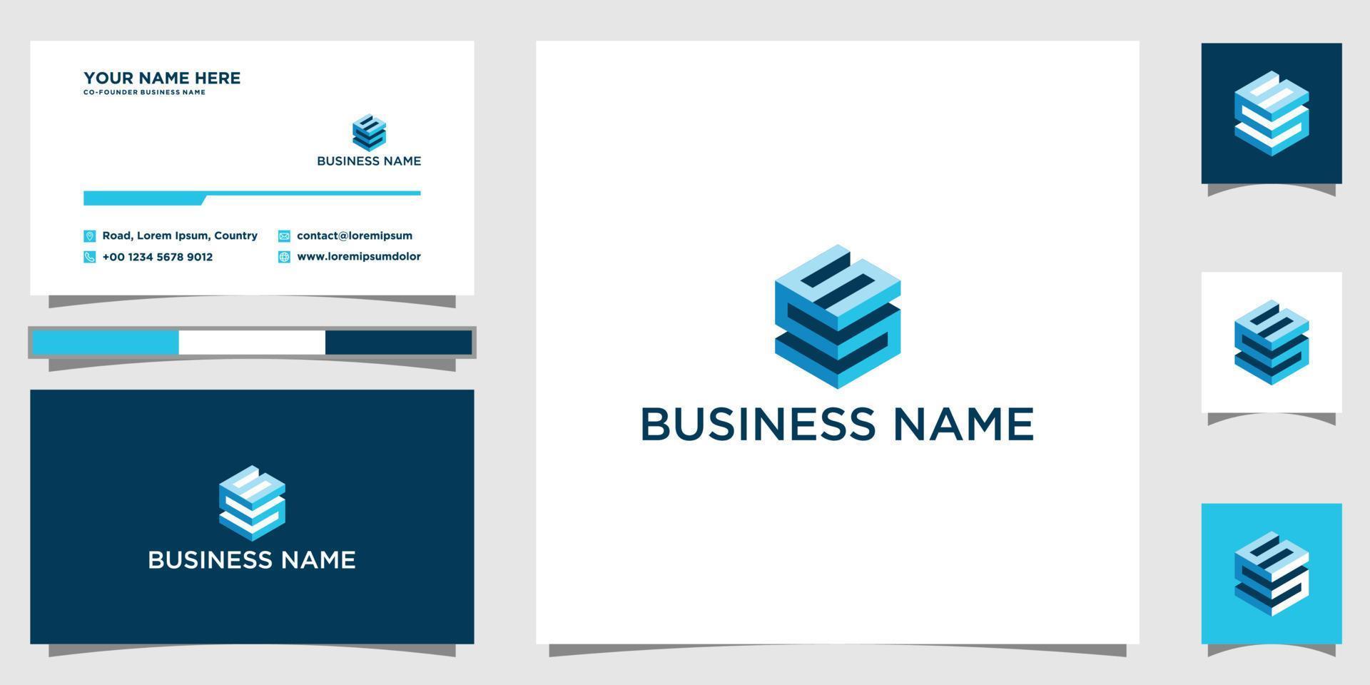 etter S SS 3d Design elements with business card templete vector