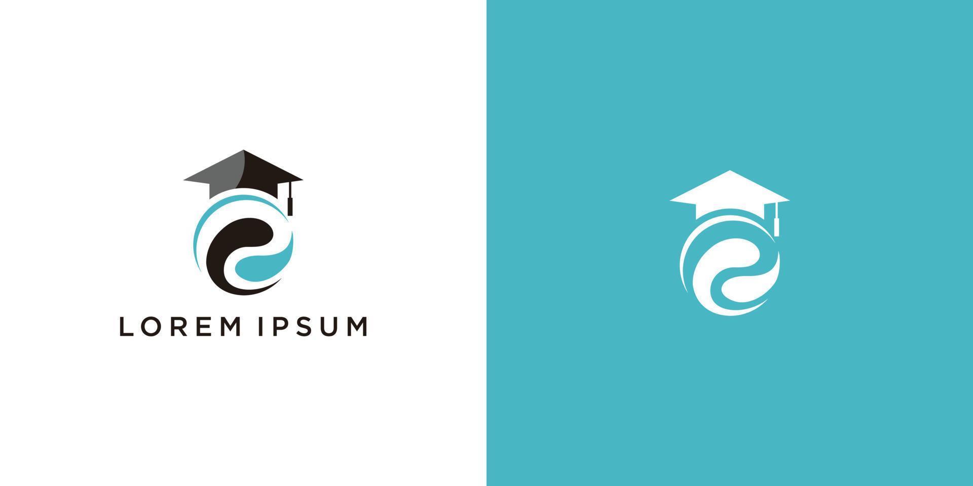 Graduation logo with letter P vector. Education logo with E letter hat concept vector