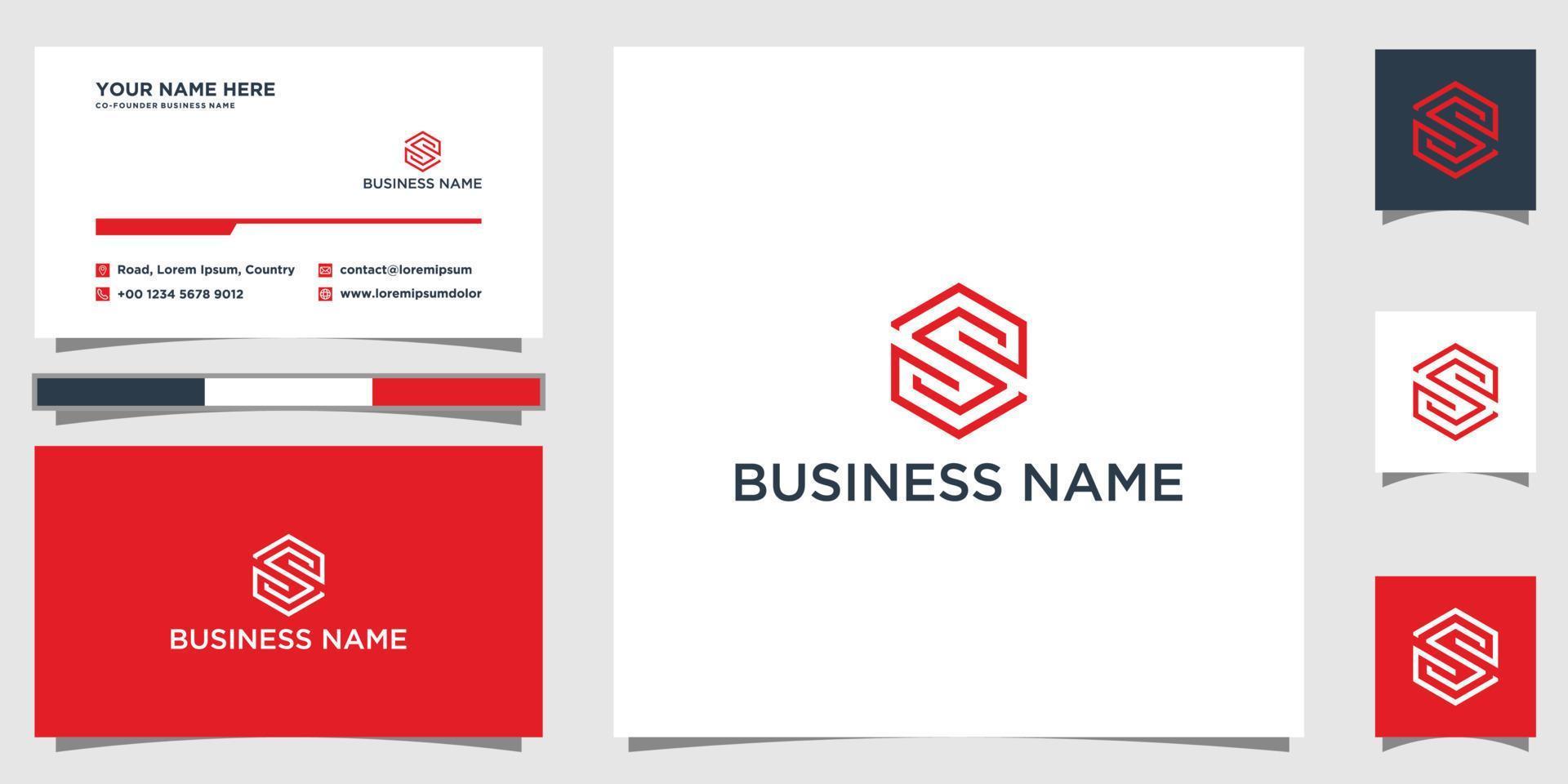 S strength symbol super concept elements icon logo with business card vector