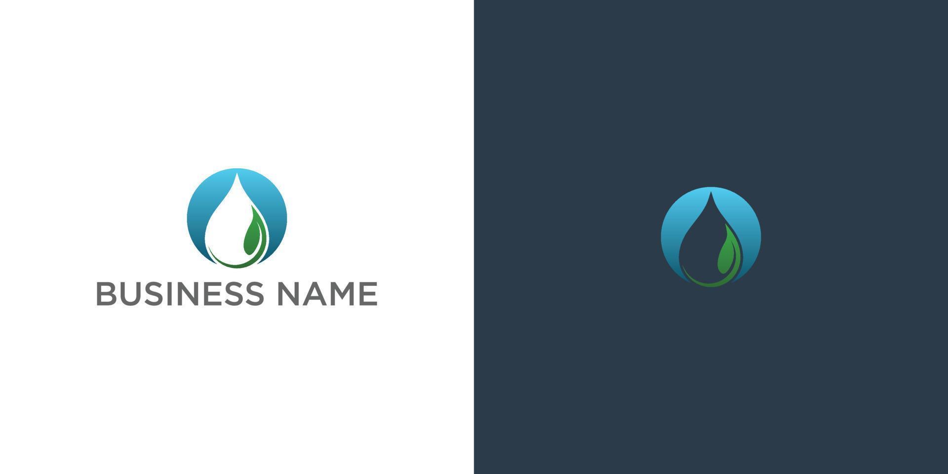 Water drop logo template with eco leaf and water concept. vector illustration