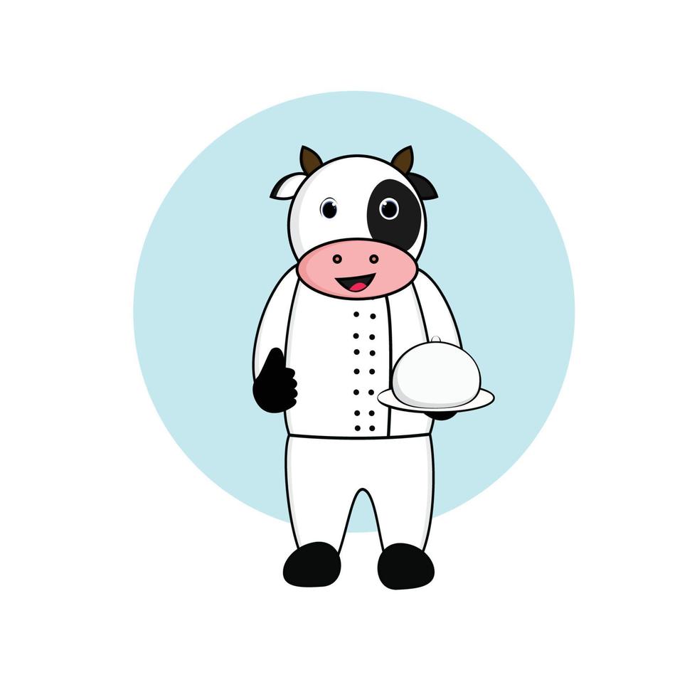 cute mascot cow chef in flat style vector