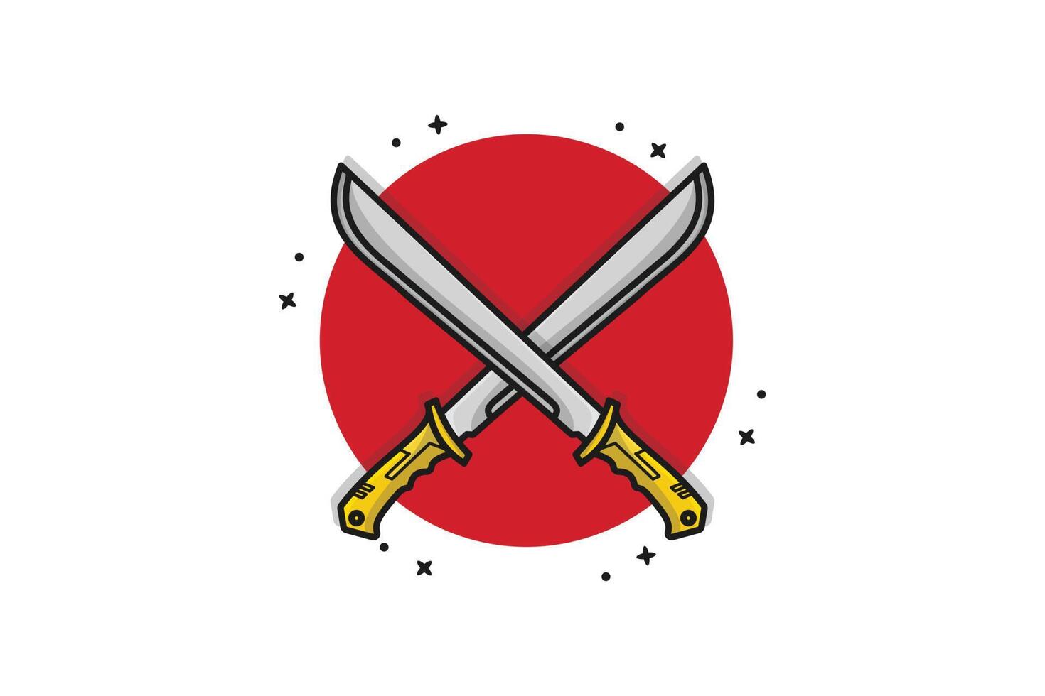 Metal Sword Knight vector illustration. Holiday object icon concept. Metal sword for game vector design. Two sword in cross sign with shadow on white background.