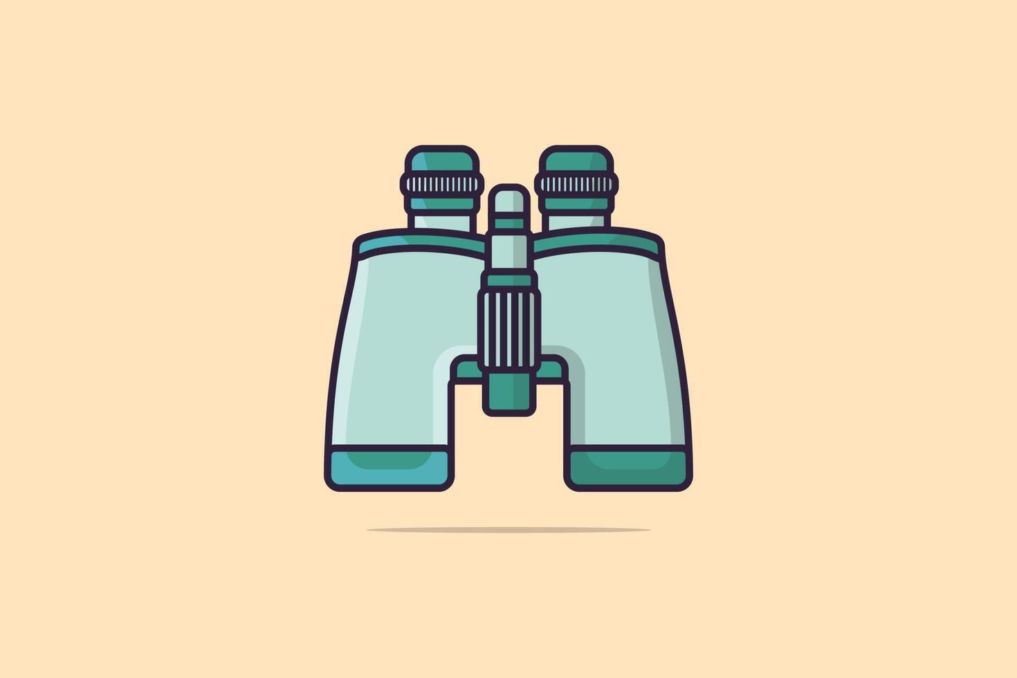 Binoculars Optical Instrument vector illustration. Binocular explorer object icon concept. Binoculars with glass lenses for viewing distant object vector design with shadow on light orange background.